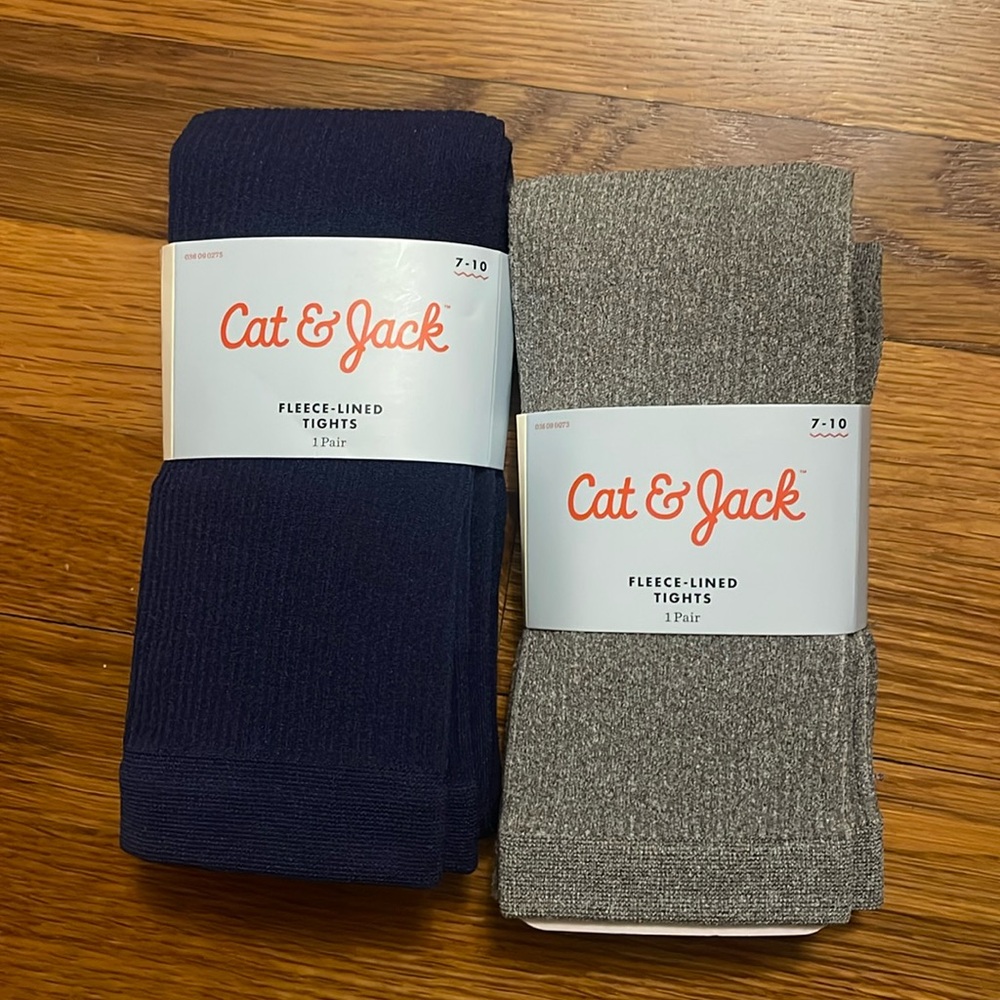 2 pairs of footless fleece-lined tights